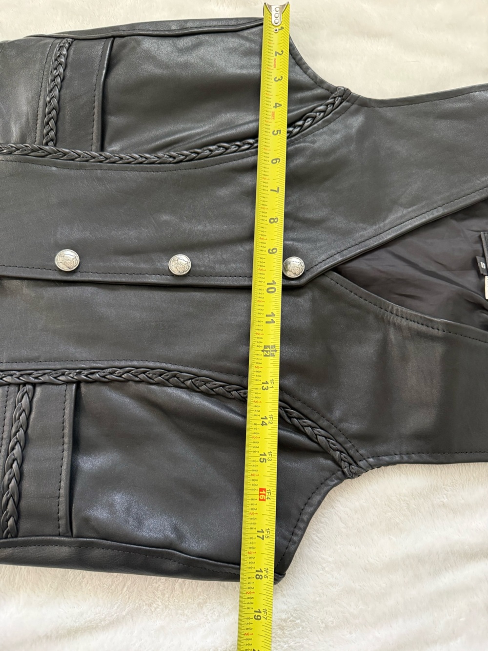 Pro Rider Women’s Black Genuine Leather Motorcycle Biker Vest Lace Up Size S-M - Picture 10 of 12